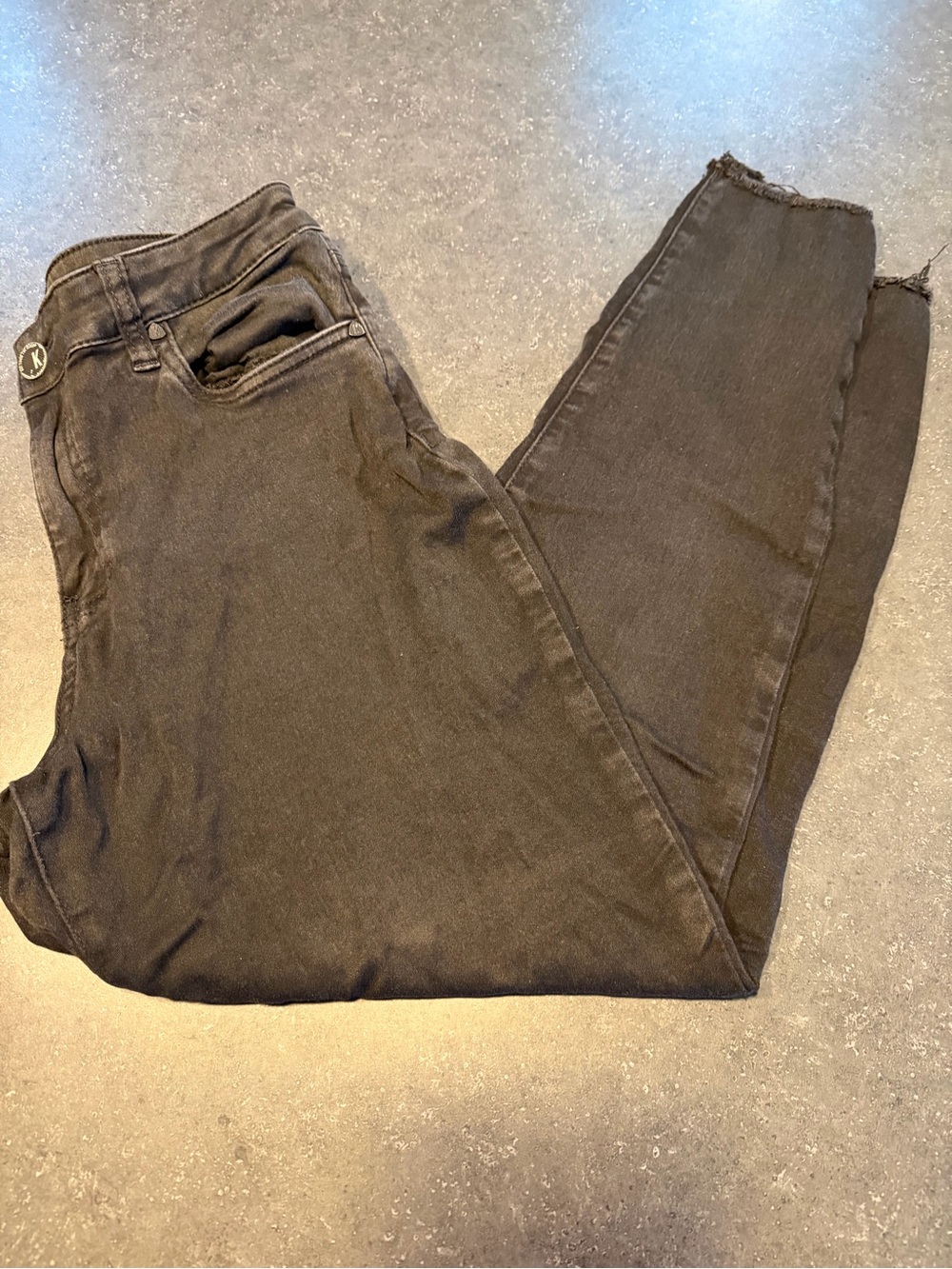 KUT from the Kloth Donna High Rise Ankle Skinny Jeans Black Size 10 Raw Hem
